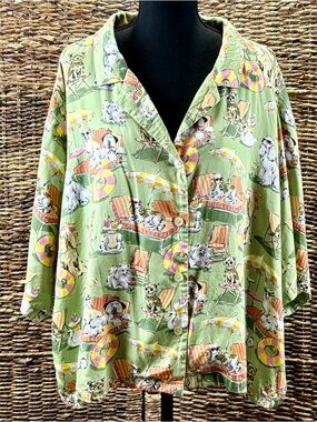 Printfresh Palm Royale Pooches Eco Satin Sweet Dreams Shirt Only Grasshopper XL